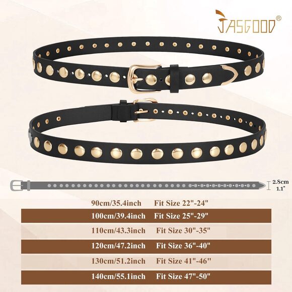 Women Fashion Leather Belt Punk Studded Belt For Jeans Pants 1176 - Picture 6 of 9